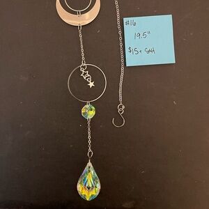 Silver Moon and Star Pendant Suncatcher